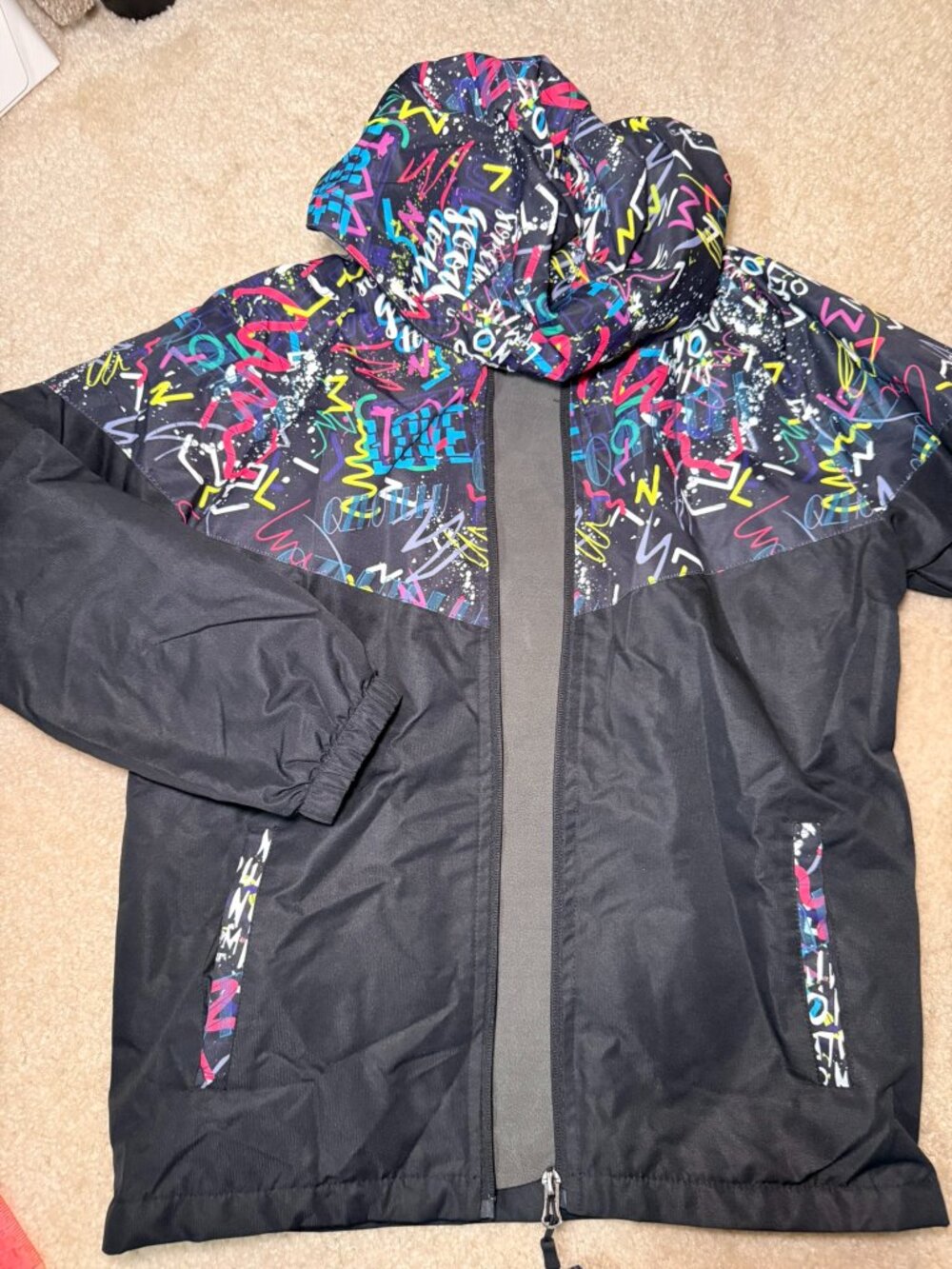 Kids Fleece Lined Rain Jacket 9–10 Multicolor